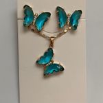 Gold Plated Black Butterfly Necklace Set Photo 0