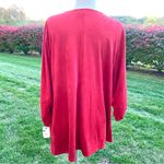 Ny Collection  Women's Red Open Front Suede Draped Cardigan Photo 10