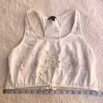 American Eagle White Floral Eyelet Cutouts Sleeveless Racerback Crop Top Photo 6