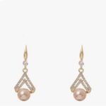 Vintage style earrings with elegant pearl decoration for women 925 silver needle Pink Photo 3