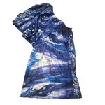 MM Couture BY MISS ME BLUE WHITE PURPLE ABSTRACT ONE SHOULDER SATIN MINI DRESS S Photo 1