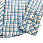 Lilly Pulitzer  Button Front Shirt Teal/Blue Plaid StretchCotton Palm Tree Size 2 Photo 3