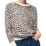 J.Crew Vintage Fleece Leopard Crewneck Pullover Sweatshirt Size Medium EUC Photo 0