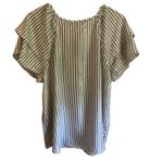 Adrienne Vittadini  White Grey & Silver Striped Blouse BRAND NEW W/Tags Photo 8