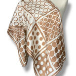 Vintage Vera Neumann Scarf Dots Squares‎ Rectangular Brown White Acetate 15x45 Photo 0