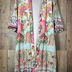 ZARA  XS Floral Long Kimono Robe Open Front Pockets Side Slits Lined Leisure Photo 0