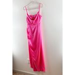 Retrofete Rosa Corset Drape Open Back Satin Maxi Slip Gown Dress Hot Pink Large Photo 7