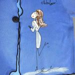 Vintage Stick Chics Womens Hand Painted Sweatshirt Button Closure Blue Medium Photo 8