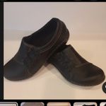 Clarks  Collection Black Leather Button Accent Comfort Slip On Loafers Photo 2