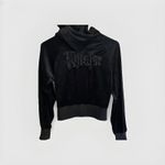 KILLSTAR  Womens Black Zip Velour Velvet Casual Bomber Jacket Size Medium Photo 2