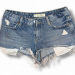 Topshop Women's Petite Blue Distressed Jean Shorts Size 4 Photo 0