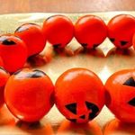 Jack O Lantern Halloween Stretch Bracelet New Wooden Beads Orange Festiv… Photo 0