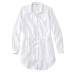 LL. Bean White Premium Washable Linen Drawstring Button Tunic SMALL Photo 2