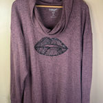 Torrid  2X Lips Relaxed Fit Super Soft Plush Sequin Pullover Tunic Sweatshirt Photo 0
