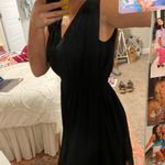 HD in Paris Anthropologie Black Flowy Midi Dress Photo 1