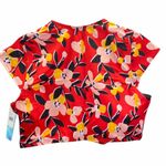 Beach Betty by Miracle Brands Floral Swim Top Red Size 1X Slimming Tie Front Photo 2
