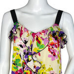EXPRESS  Shirt Womens XS‎ Pink Yellow Floral Flowers Ruffle Romantic Feminine Photo 4