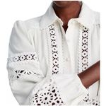 AQUA  White Lace Trim‎ Long Sleeve Button Down Blouse Top - XS Photo 2