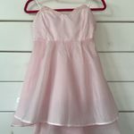 Khan Pink Strapless Tiered Organza Babydoll Mini Dress Medium Photo 11