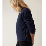 Athleta Athlete Retroplush Quilted Crewneck Sweatshirt Navy Blue- Size Small Photo 2