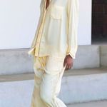 ZARA  EMBROIDERED SATIN EFFECT BLOUSE BUTTON DOWN SHIRT TOP YELLOW SIZE M NEW Photo 4