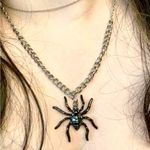 Silver Spider Halloween Necklace New Photo 8