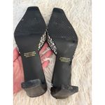Leslie Fay  Black and White Woven Mules Heels Square‎ Toe Retro 9 Photo 6