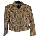 Vintage Anage Paisley Tapestry Sequin Embellished Cotton Jacket Small Artsy Brown Photo 0