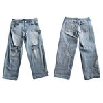 Vera Wang  distressed Boyfriend Cropped Denim Jeans Light Blue Size 8 Mid Rise Photo 8