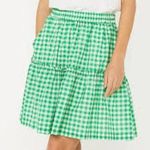 Draper James  Green Gingham Tiered Short Skirt Size XS Spring Summer Pockets Photo 0