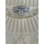 Rails  Francis Pointelle Fringed Cable Knit Lambswool Cashmere Sweater‎ Cream L Photo 3