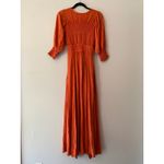 Free People Red Orange String of Hearts Button Down Puff Sleeve Maxi Dress Small Photo 7
