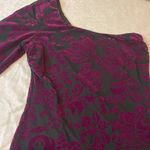 Lucy in the Sky - Purple & Black Floral Velvet One Bell Sleeve Mini Dress- Size L Photo 5