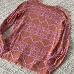 J. McLaughlin  Orange Pink Rope Print Pullover Sweater Medium M Button Sleeves Photo 3