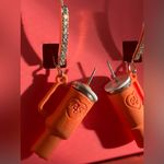 Betsey Johnson  Orange Rhinestone Drop Dangle Mini Tumbler Cup Earrings Photo 1