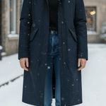 Tory Burch  Sport Down Feather Parka Coat Navy Hooded Puffer Insulated Sz XS READ Photo 1