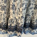 Beach Lunch Lounge Sleeveless Floral Blouse White Blue Size L Photo 10