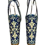 Tabitha Simmons Calla Blue & Ecru Floral Printed Leather Platform Heels Sandals Size 8 Photo 7