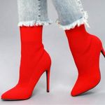 Brash Vibrant Red sock Booties with Stiletto Heel size 11 Photo 10