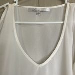 Lovers + Friends  white sheer lace hem open sleeve blouse long sleeve xs Photo 5