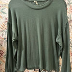 Madewell Dreamiest Long Sleeve Knit Green Sweater Tee Balloon Sleeves Small Teal Photo 0