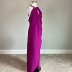 Slny Fuchsia Pink Beaded Halter Evening Gown Size 6 Sleeveless Cut Out Dress Photo 1