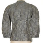 Tory Burch Metallic Linen Silk Gray Silver Printed Blazer Textured Floral Size 4 Photo 2