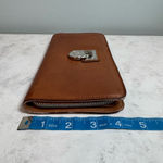 Michael Kors Women's Hamilton Zip-Around Brown Leather Wallet Photo 9