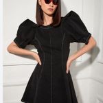 R.G. Kane Helena Black Mini Dress Dramatic Puff Sleeve Fit Flare NWTs size large Photo 1