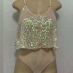 Free People Cream Sequin Bodysuit Photo 4