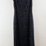 Vintage JS Collections Metallic Fringe Hem Lace Maxi Slip Dress Black 12 Size 8 Photo 3