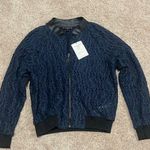 Stella & Dot  NAVY LACE BOMBER JACKET DOWNTOWN LACE BOMBER FALL COAT NWT Photo 0