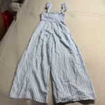 H&M  Blue & White Striped Ruched Bodice Wide Leg Jumpsuit Size Small EUC Photo 4