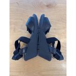 Bussola Black‎ Leather Criss Cross Elastic Strap Wedge Sandals Black Size 7 Photo 3